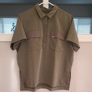 Figs Saiya Classic Cargo Scrub Polo Women's Large Heather Olive